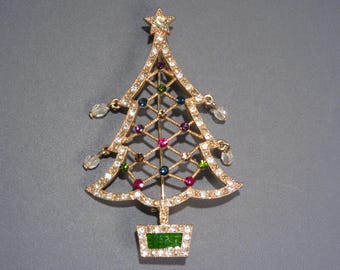 Vintage Avon Christmas Tree Brooch 2002 Annual As Found