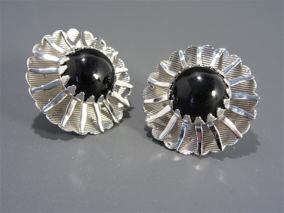 Sarah Coventry Black Silver Earrings Black Beauty… - image 2