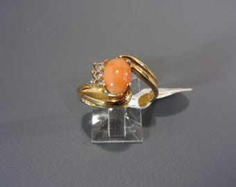 Beautiful Vintage 18K Gold Electroplated Coral Ring, Choice Size
