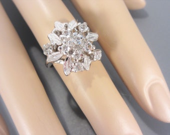 Vintage Rhinestone Cluster Cocktail Ring Size 6