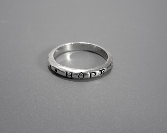 Anillo inspirador HOPE de plata esterlina, talla 6