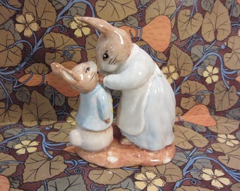 Royal Albert Signed Michael Doulton Beatrix Potter Mrs Rabbit and Peter Figurine