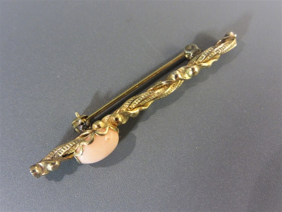 Victorian Inspired Faux Angel Skin Coral Bar Pin … - image 2