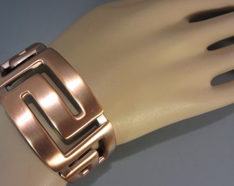 Wide Copper Color Hinged Bangle Bracelet