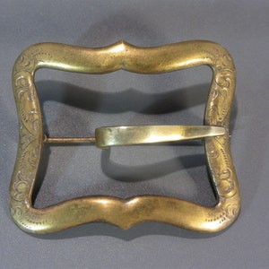 Antique Sash Pin Brooch, Brass Buckle Style Estate Jewelry