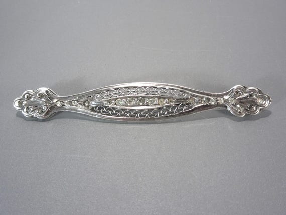 Antique Sterling Art Deco Brooch Bar Pin Estate Jewelry