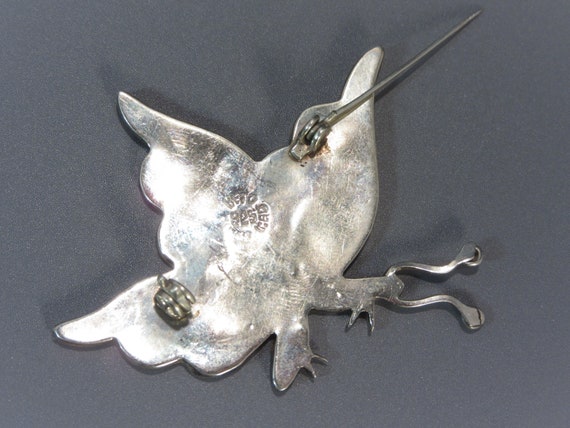 Vintage Sterling Inlay Butterfly Brooch 2 INch 7.… - image 6