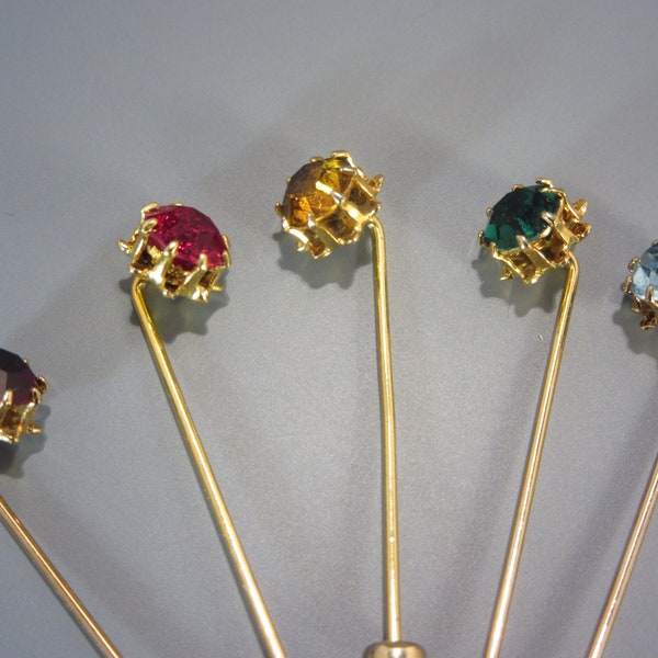 Choice Vintage Birthstone Stick Pin, Various Colors Months