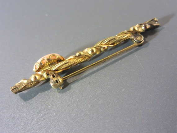 Victorian Inspired Faux Angel Skin Coral Bar Pin … - image 3
