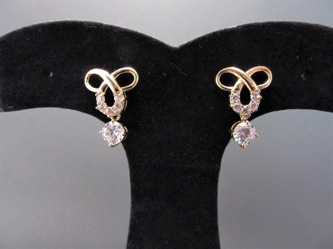 Vintage Cubic Zirconia Dangle Drop Earrings - Etsy