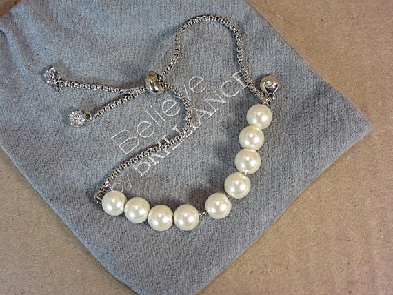 Brilliance Simulated Pearl Adjustable Bracelet - image 1