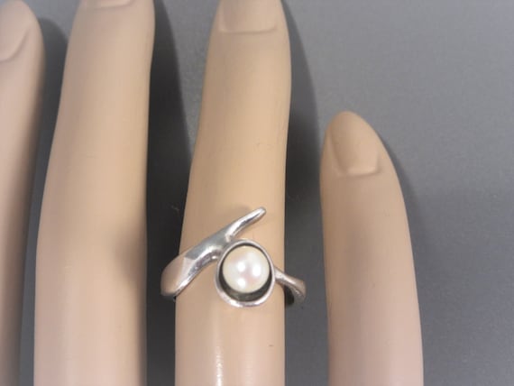 Vintage Cultured Pearl Sterling Ring Size 5