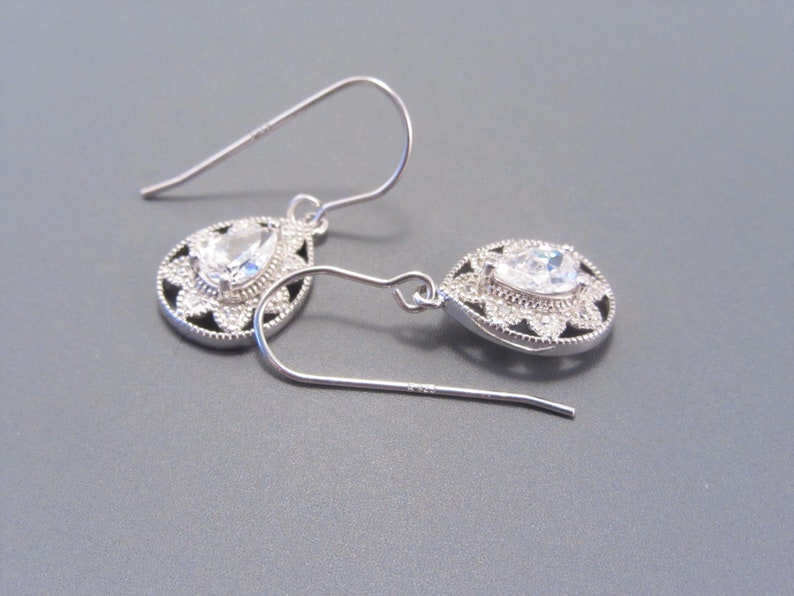 Sterling Cubic Zirconia Dangle Earrings
