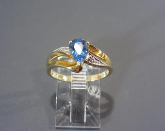 Vintage 10k Gold Blue Topaz Ring Size 7