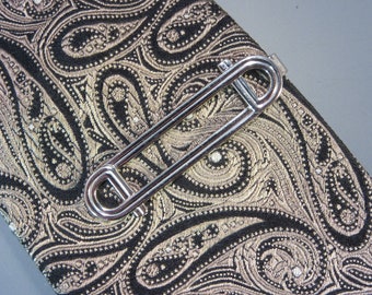 Vintage Silver Tie Clip with Chain Button Hole Bar