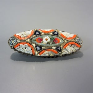 Vintage Italian Micro Mosaic Brooch, Signed Made in Italy