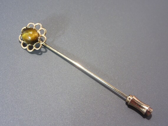 Vintage Tiger Eye Stick Pin - image 2