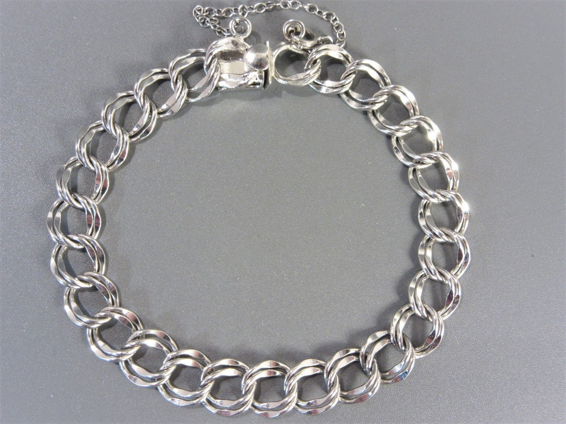 Signed Elco Sterling Double Link Starter Charm Bracelet Etsy
