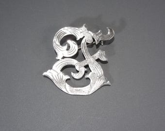 Vintage Mexico Sterling Initial Letter F Brooch