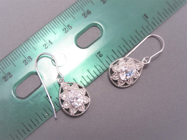 Sterling Cubic Zirconia Dangle Earrings