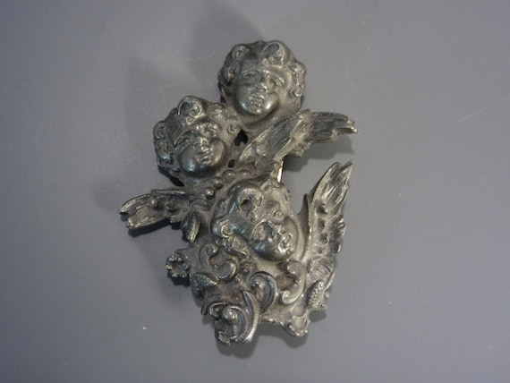 Vintage Pewter Angel Cherub Brooch, Made in Austr… - image 1