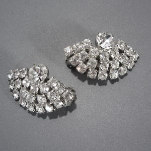 Mid Century Clear Rhinestone Earrings Vintage 60s