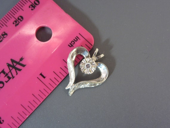 Estate 10k Diamond Heart Pendant Vintage - image 7