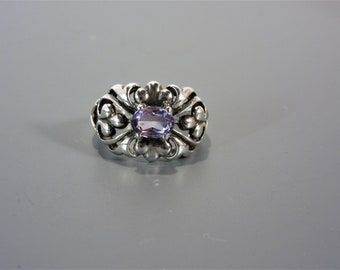 Vintage Sterling Amethyst Ring, Size 7