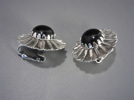 Sarah Coventry Black Silver Earrings Black Beauty… - image 4