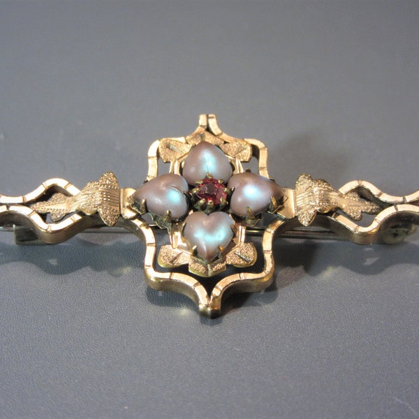 Antique Saphiret Brooch Bar Pin Estate Jewelry