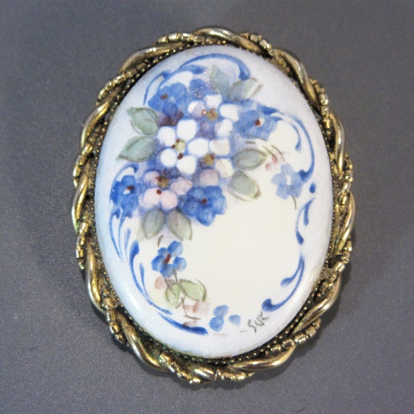 Hand Painted Brooch Etsy