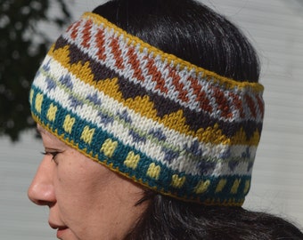 Mustard Namche Headband/Ear Warmers, Hand Knit Headband, Woolen Ear Warmers, Soft, Fleece Lined Ear Muffs. Neck Warmers.