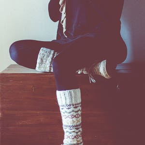 Namche Leg warmers , Hand-Knitted with Fleece Lining, Comfy and Warm. Perfect for cold winter days image 2