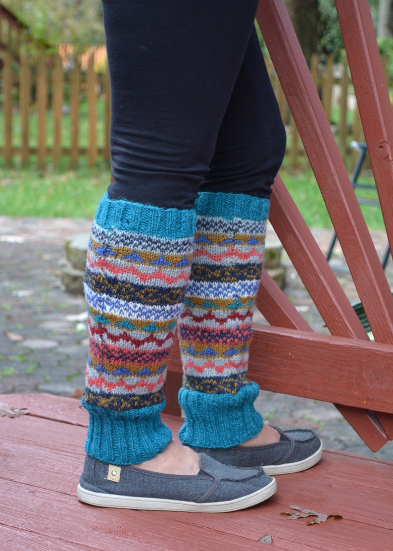 Namche Leg warmers , Hand-Knitted with Fleece Lining, Comfy and Warm. Perfect for cold winter days image 4