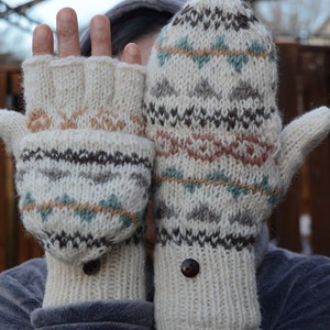 Namche Hand Knit Convertible Mitten, winter gloves with Fleece Lining, Comfy and Warm. image 7