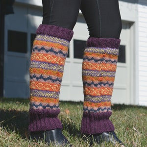 Purple Namche Leg warmers, Hand-Knitted with Fleece Lining, Comfy and Warm, Gift of Love and warmth, image 3