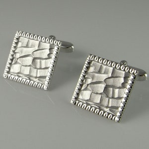 Vintage Silver Cufflinks Geometric Cuff Links with Box Unisex Gifts Cufflinks