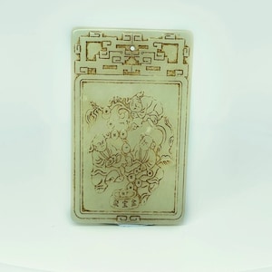Antique Chinese Jade Plaque Pendant w. Report Qing Dynasty Chinese Jade Pendant Money Tree Children