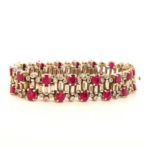 Unheated Ruby Diamond Bracelet Bangle Jewelry Estate Ruby Tennis Bracelet Ruby Anniversary Bracelet Gift Ruby Oval Cut Ruby Jewelry Bracelet