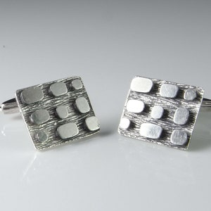 Vintage Silver Cufflinks Geometric Cuff Links with Box Unisex Gifts Cufflinks Modernist Jewelry Cuff Links 1970s Gifts