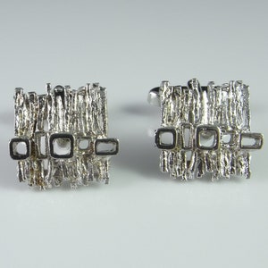 Vintage Silver Cufflinks Geometric Cuff Links Unisex Gifts Cufflinks 1970s Gifts