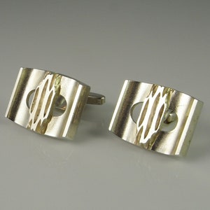 Abstract Chunky Unique European Silver Modernist Mid Century Cuff Links Jewelry Mens Unisex Accessories Cufflinks