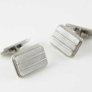 Vintage Silver Cufflinks Geometric Cuff Links with Box Unisex Gifts Cufflinks