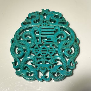 Dragon Pendant Ancient Amulet Natural Turquoise Amulet Chinese Antiques Dragon Jewelry Large Turquoise Pendant Warring States to Han Dynasty