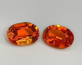 Pair Fanta Garnets Mandarin Garnets Orange Garnets Spessartine Garnets Loose Oval Cut Spessartite Garnet Garnets Loose Gemstones Fine