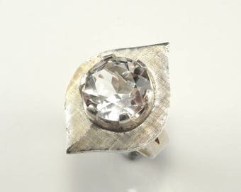 Quartz Ring Rock Crystal Ring Quartz Jewelry Rock Crystal Jewelry Leaf Ring Modernist Ring Space Ring Mid Century Ring Star Trek Ring Silver