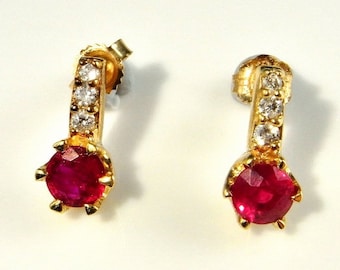 Unheated Ruby Earrings No Heat Ruby Diamond Earrings Ruby Anniversary Earrings Studs Natural Untreated Ruby Earrings Ruby Diamond Studs