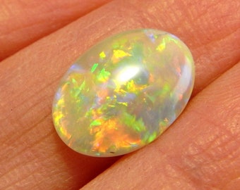 3.0 ct Australian Opal Cabochon Solid Australian Opal Cabochon Natural Opal Cabochon Fiery Opal Red Green Blue Loose Opal Gem Light Crystal