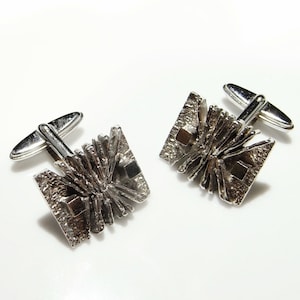Vintage Silver Cufflinks Geometric Cuff Links with Box Unisex Gifts Cufflinks