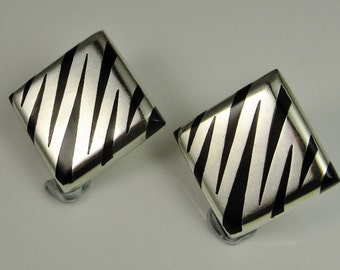 Zebra Square Earrings Mexican jewelry Minimalist Earrings 80s jewelry 80s earrings Statement Earrings Button Earrings geometric Earrings